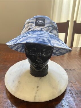 VANS Unisex Ripstop Tie-Dye Patch Logo Bucket Hat Blue/White